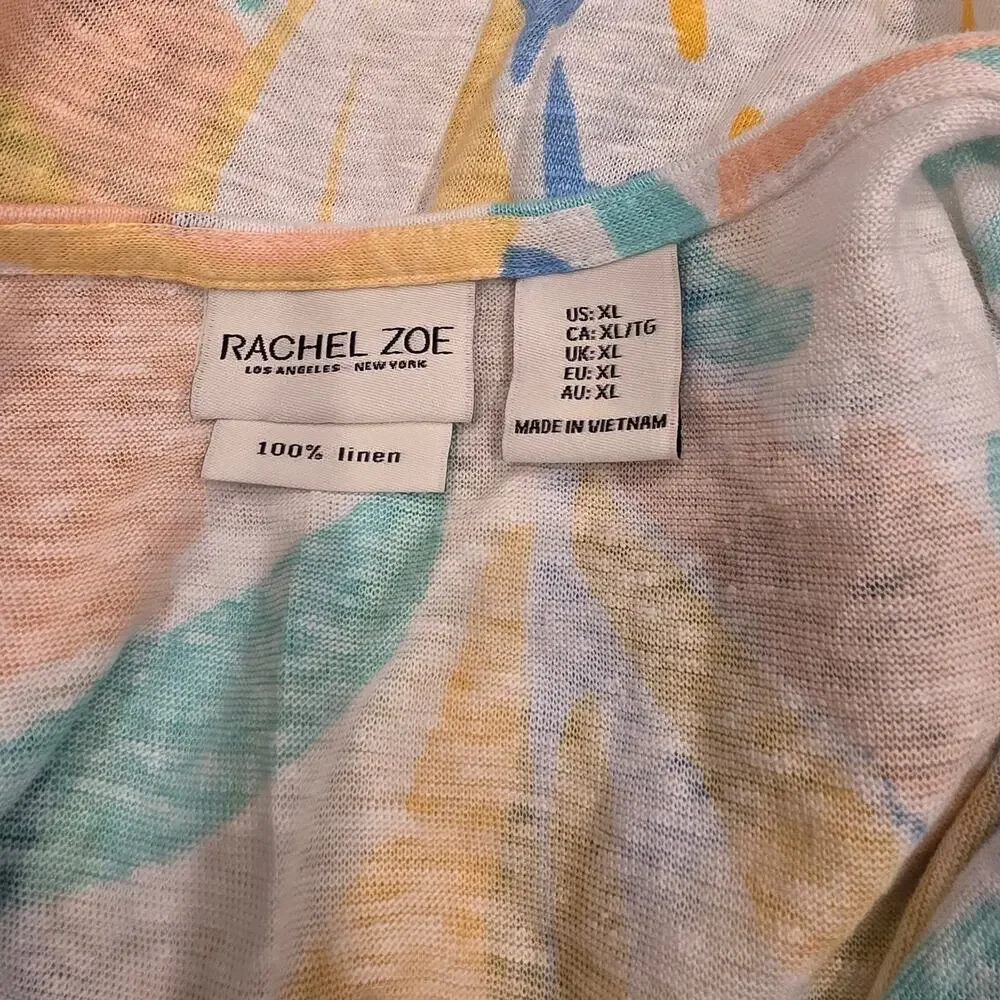 EUC Rachel Zoe water color floral printed sleeveless linen top sz XL - Picture 3 of 4